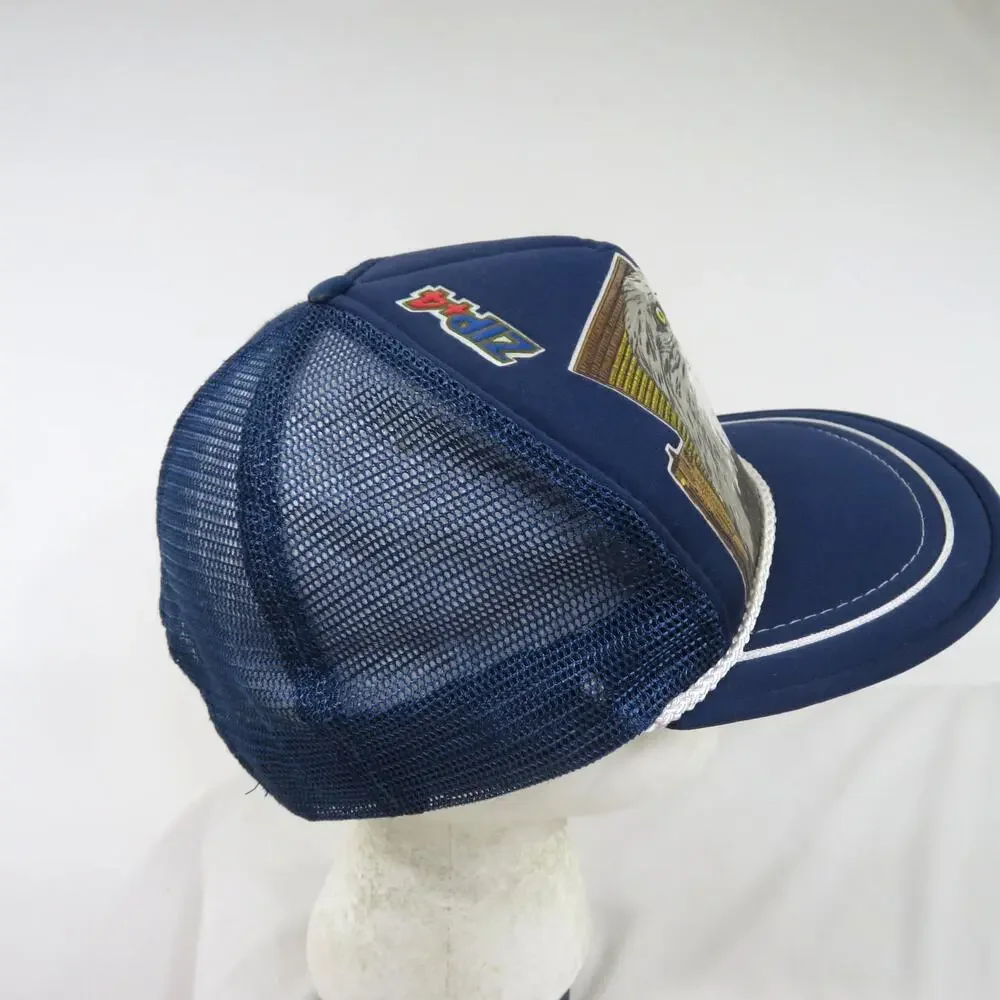 Express Mail Golf Rope Hat Eagle City Moon Graphic Cap Blue White Snapback 1990s